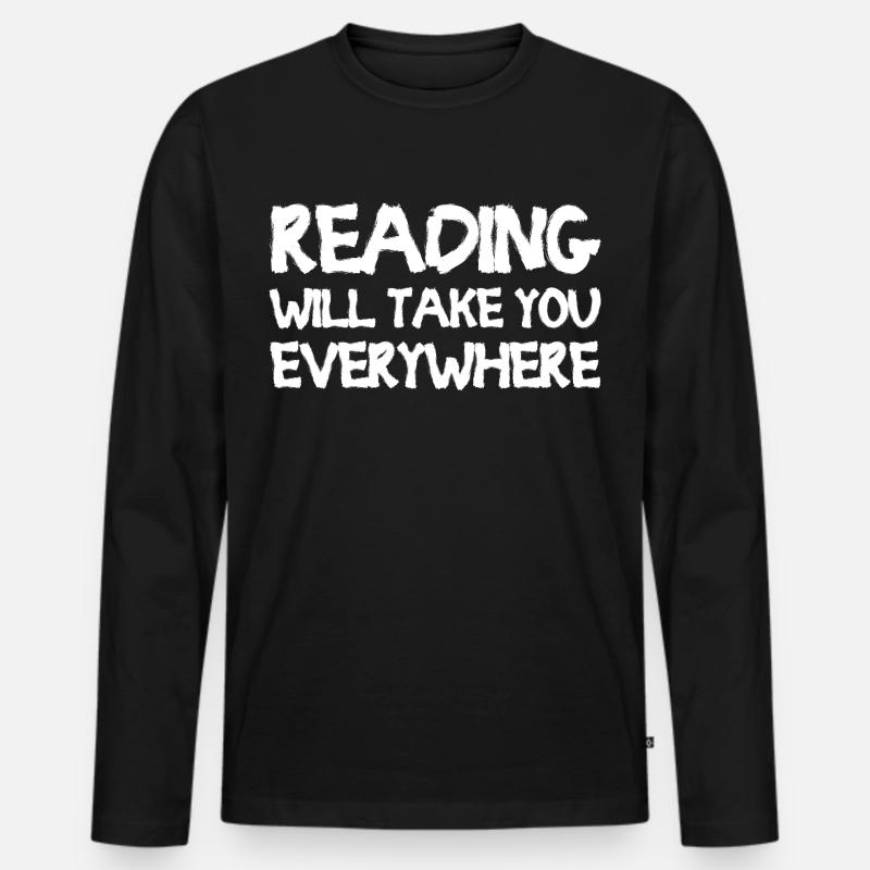 Reading Will Take You Everywhere - Männer Premium Bio Langarmshirt - Schwarz