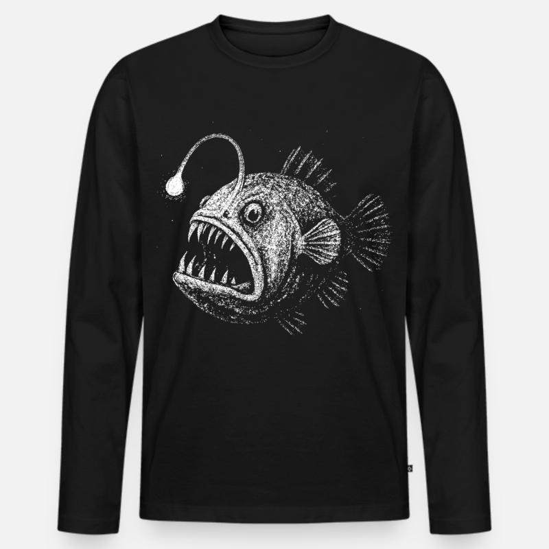 Anglerfisch - Männer Premium Bio Langarmshirt - Schwarz