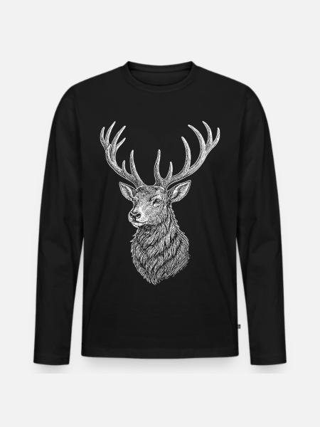 Deer - Men's Premium Organic Long Sleeve Shirt - black