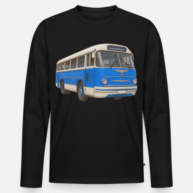Vieux bus bleu - T-shirt manches longues Premium bio Homme - noir