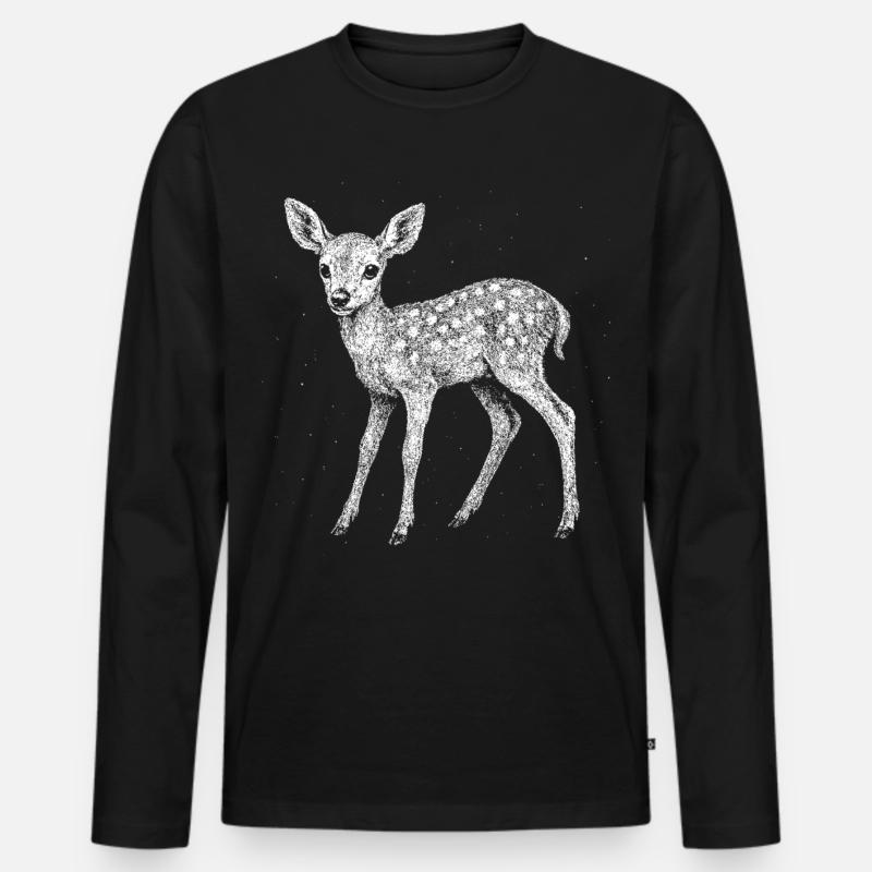 Rehkitz - Männer Premium Bio Langarmshirt - Schwarz