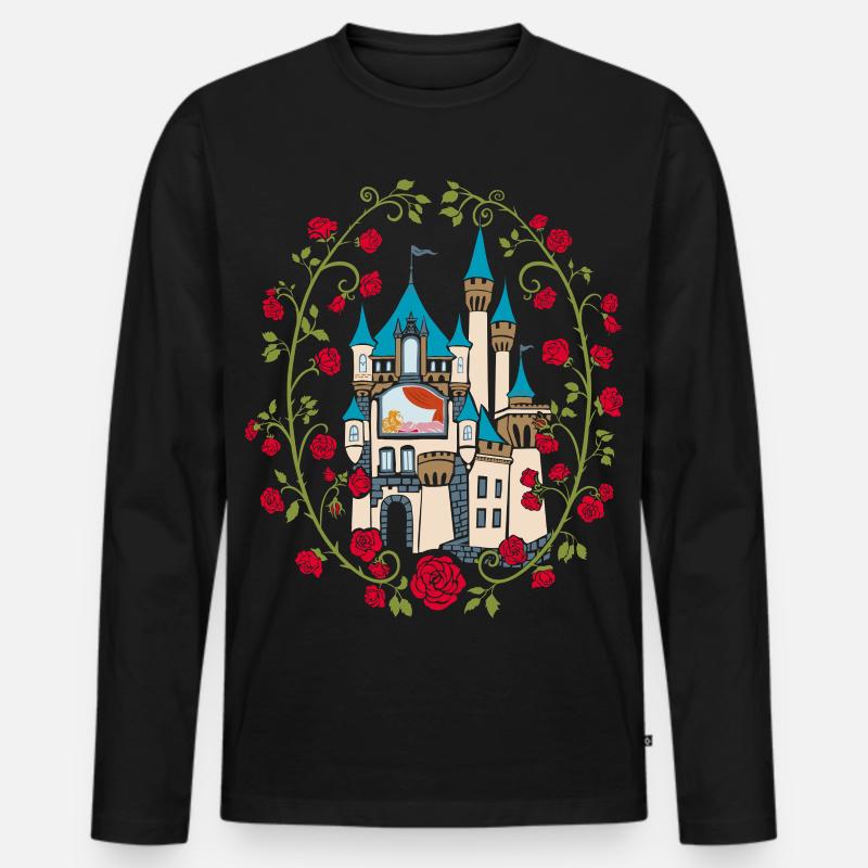 Dornröschen Schloss Märchen - Männer Premium Bio Langarmshirt - Schwarz