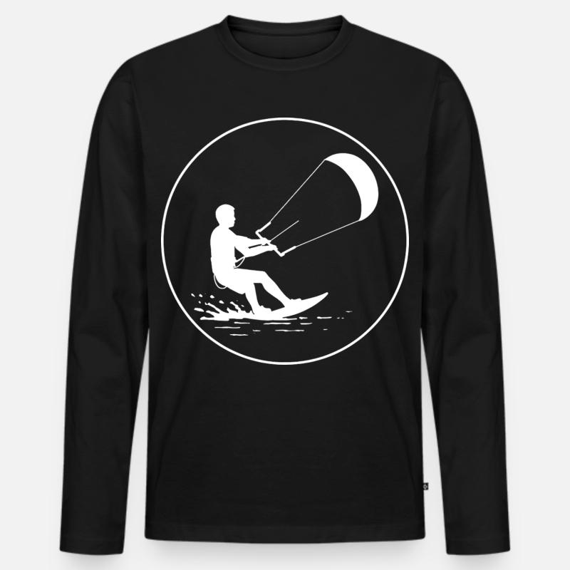 Wind im Griff - Männer Premium Bio Langarmshirt - Schwarz