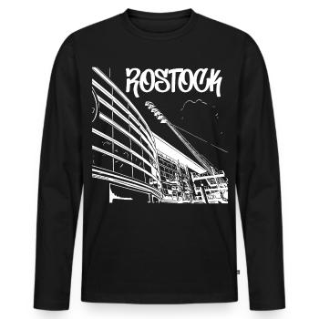 Vue sur le stade Rostock Skyline - T-shirt manches longues Premium bio Homme - noir - Devant - Nico (187cm)