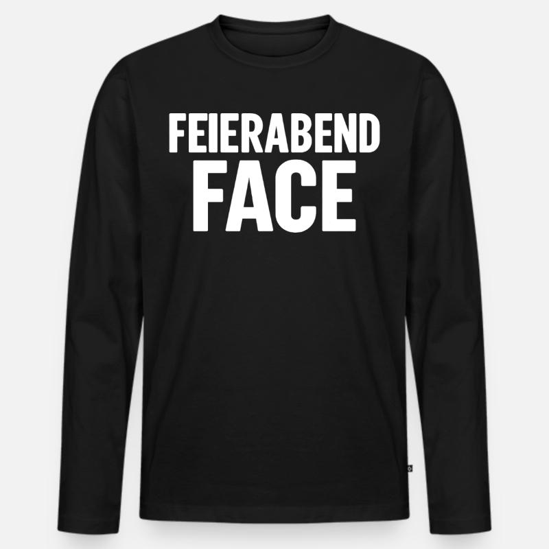 FEIERABEND FACE - Männer Premium Bio Langarmshirt - Schwarz