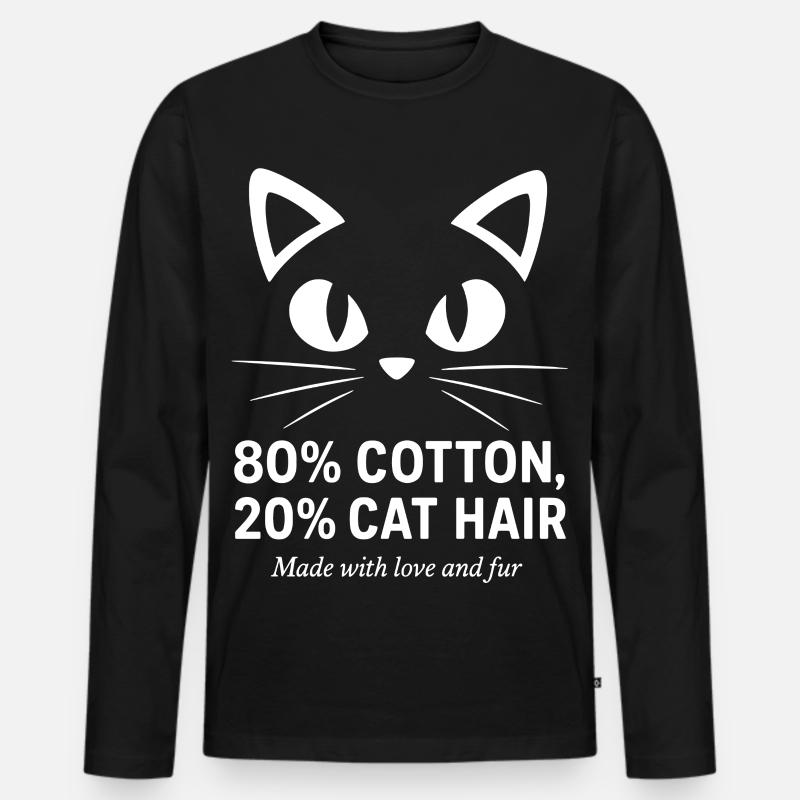 Katzenhaar inklusive - Männer Premium Bio Langarmshirt - Schwarz