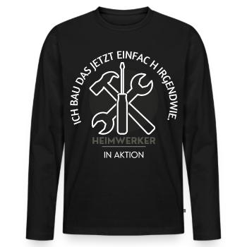 I'll just build this now – do-it-yourselfers in action - Men's Premium Organic Long Sleeve Shirt - black - Front - Nico (187cm)