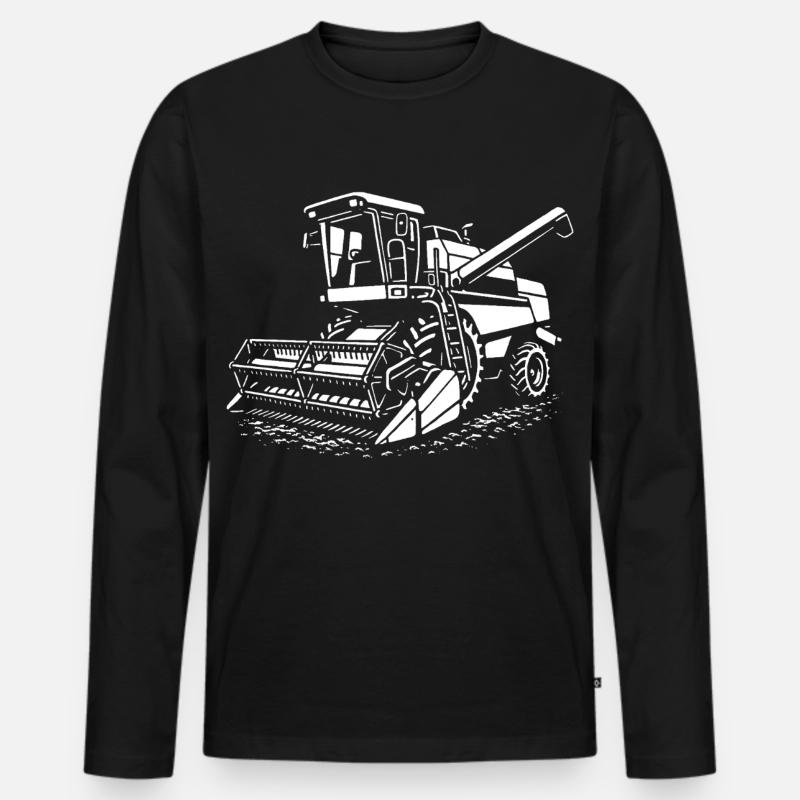 Erntekraft pur - Männer Premium Bio Langarmshirt - Schwarz