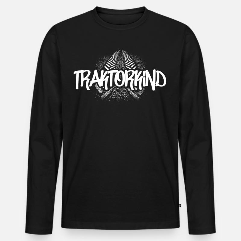 Traktorkind – Im Herzen Ackerscholle - Männer Premium Bio Langarmshirt - Schwarz