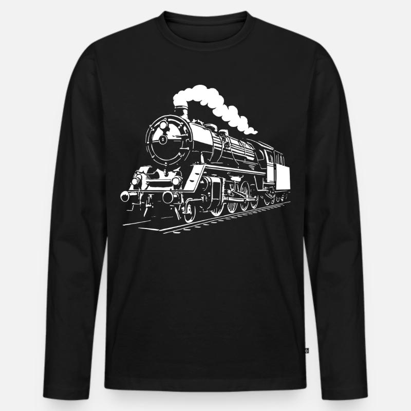 Dampfzeit - Männer Premium Bio Langarmshirt - Schwarz