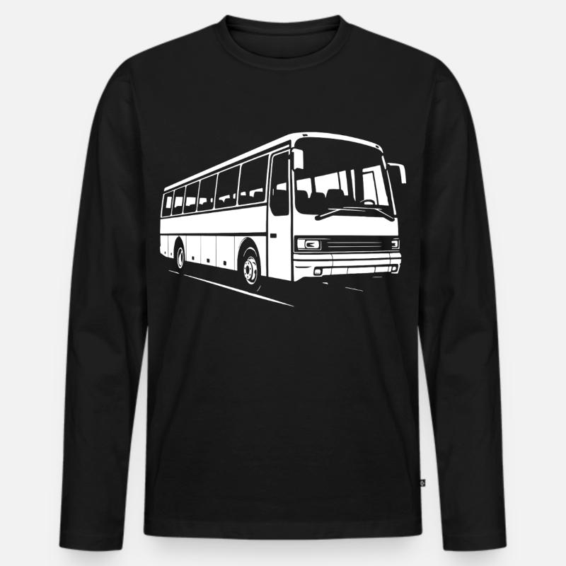 Oldschool-Fernreisebus - Männer Premium Bio Langarmshirt - Schwarz