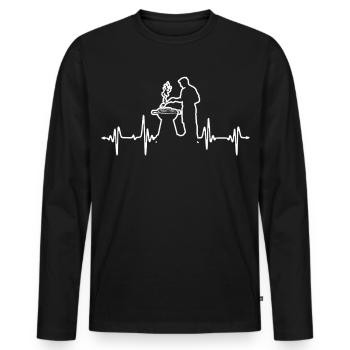 Grillen Herzschlag BBQ Sommer Lustig Vatertag - Männer Premium Bio Langarmshirt - Schwarz - Vorne - Nico (187cm)