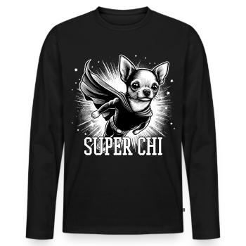 Super Hund Chihuahua Held Cape Chi Chis Geschenk - Männer Premium Bio Langarmshirt - Schwarz - Vorne - Nico (187cm)