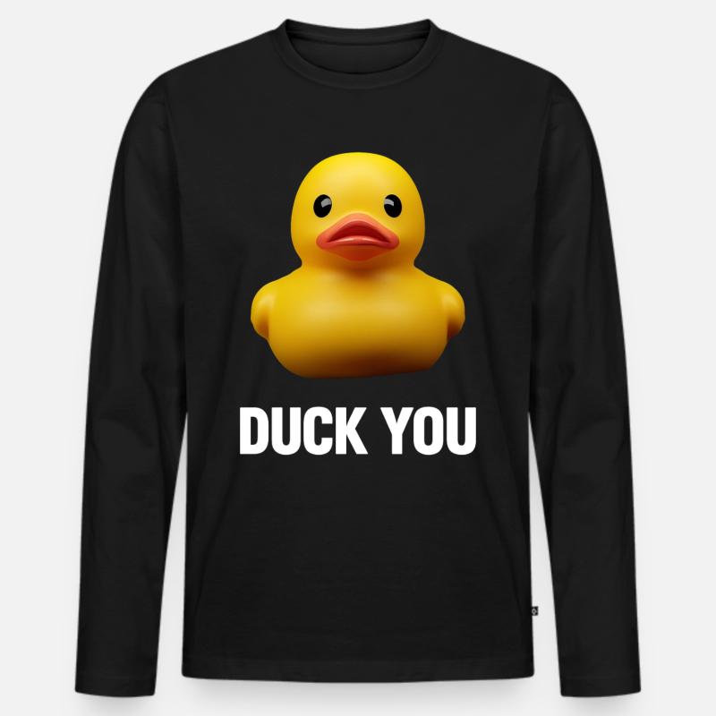 Duck ou - Männer Premium Bio Langarmshirt - Schwarz
