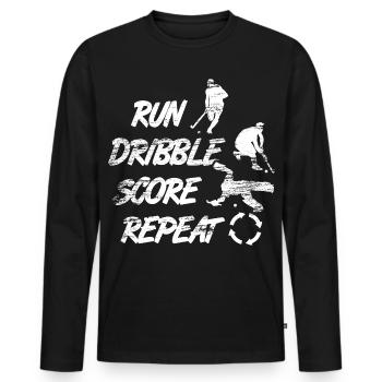 Run, dribble, score, repeat - Men's Premium Organic Long Sleeve Shirt - black - Front - Nico (187cm)