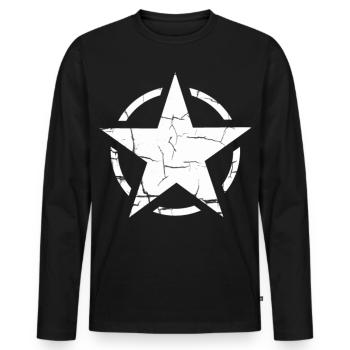Star in a Round Circle Grunge Style - Men's Premium Organic Long Sleeve Shirt - black - Front - Nico (187cm)
