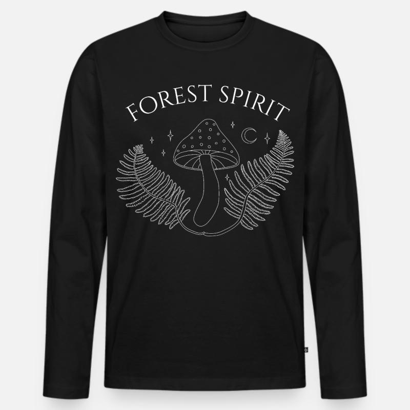Waldgeist-Pilz-Kunst - Männer Premium Bio Langarmshirt - Schwarz