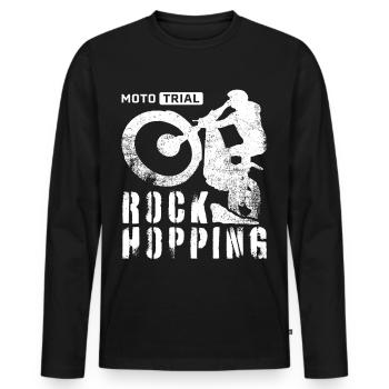 Rock Hopping – Moto Trial Bike Rider - Men's Premium Organic Long Sleeve Shirt - black - Front - Nico (187cm)
