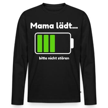 Mama lädt... bitte nicht stören – Humor für Mamas - Männer Premium Bio Langarmshirt - Schwarz - Vorne - Nico (187cm)