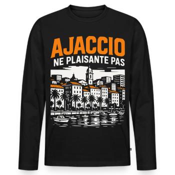 Ajaccio ne plaisante pas - T-shirt manches longues Premium bio Homme - noir - Devant - Nico (187cm)