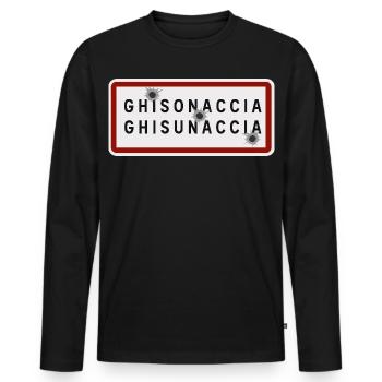 Panneau d’entrée de la ville de Ghisonaccia - T-shirt manches longues Premium bio Homme - noir - Devant - Nico (187cm)