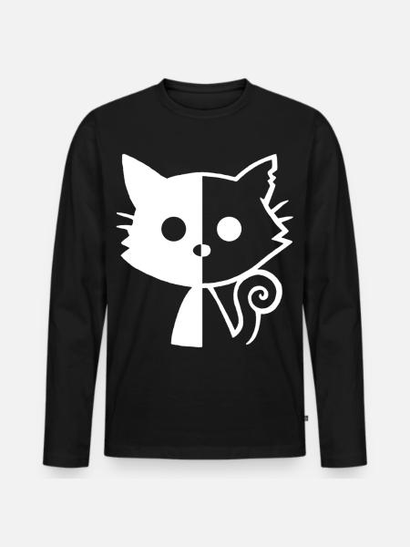 White Kitten Yin and Yang - Men's Premium Organic Long Sleeve Shirt - black