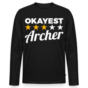 Archer moyen - T-shirt manches longues Premium bio Homme - noir - Devant - Nico (187cm)