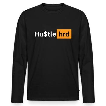 Hustle - Men's Premium Organic Long Sleeve Shirt - black - Front - Nico (187cm)