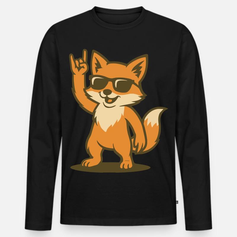 Fox on Fire - Männer Premium Bio Langarmshirt - Schwarz