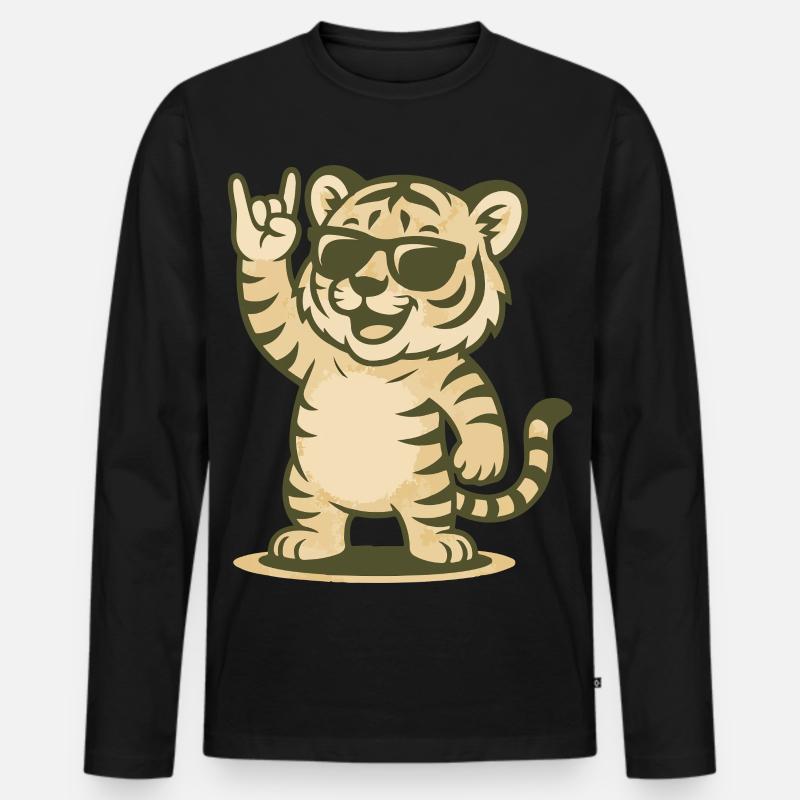 Rock’n’Roar Tiger - Männer Premium Bio Langarmshirt - Schwarz