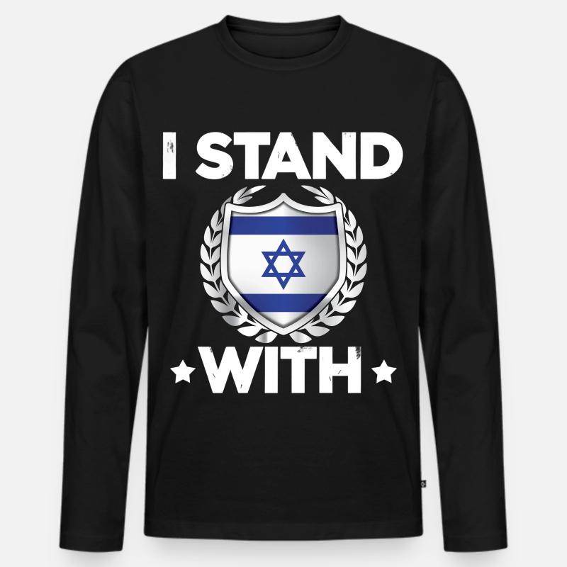 Israelschutz Wappen Design - Männer Premium Bio Langarmshirt - Schwarz