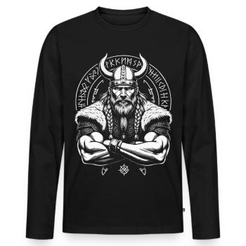 Mythologie nordique Viking Guerrier Valhalla - T-shirt manches longues Premium bio Homme - noir - Devant - Nico (187cm)