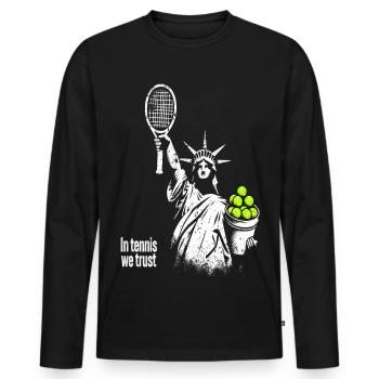 Conception de la Statue de la Liberté « Dans le tennis, nous avons confiance » - T-shirt manches longues Premium bio Homme - noir - Devant - Nico (187cm)