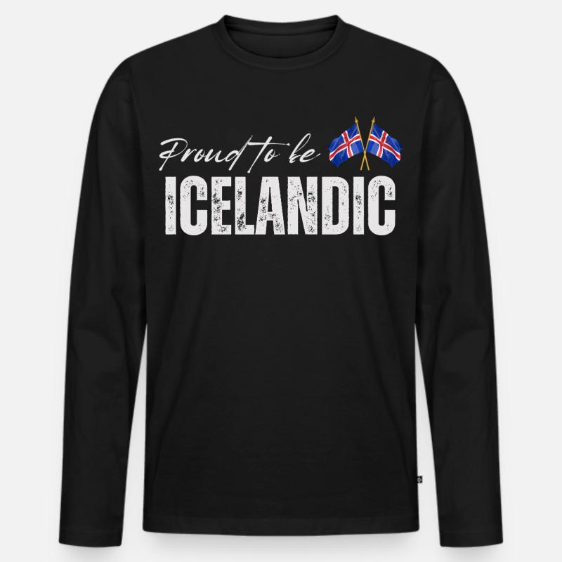 Isländisch stolz, ich liebe Island - Männer Premium Bio Langarmshirt - Schwarz