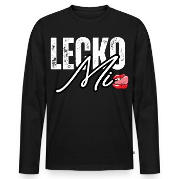 Lederoptik mit Lippenakzent - Männer Premium Bio Langarmshirt - Schwarz - Vorne - Nico (187cm)