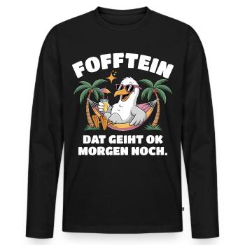 Fofftein Möwe – Norddeutscher Chill Spruch - Männer Premium Bio Langarmshirt - Schwarz - Vorne - Nico (187cm)