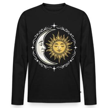 Sun and Moon - Spiritual Symbol - Men's Premium Organic Long Sleeve Shirt - black - Front - Nico (187cm)