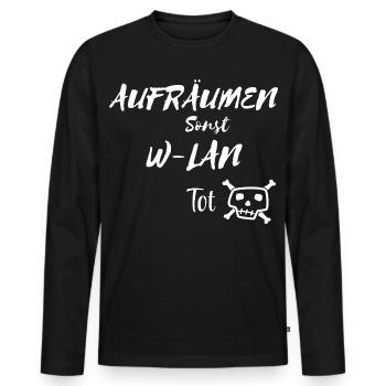 Kreativer Totenkopf mit Textmotivation - Männer Premium Bio Langarmshirt - Schwarz - Vorne - Nico (187cm)