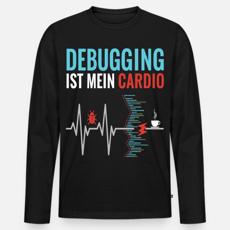 Debugging ist mein Cardio - Programmierer Nerd - Männer Premium Bio Langarmshirt - Schwarz
