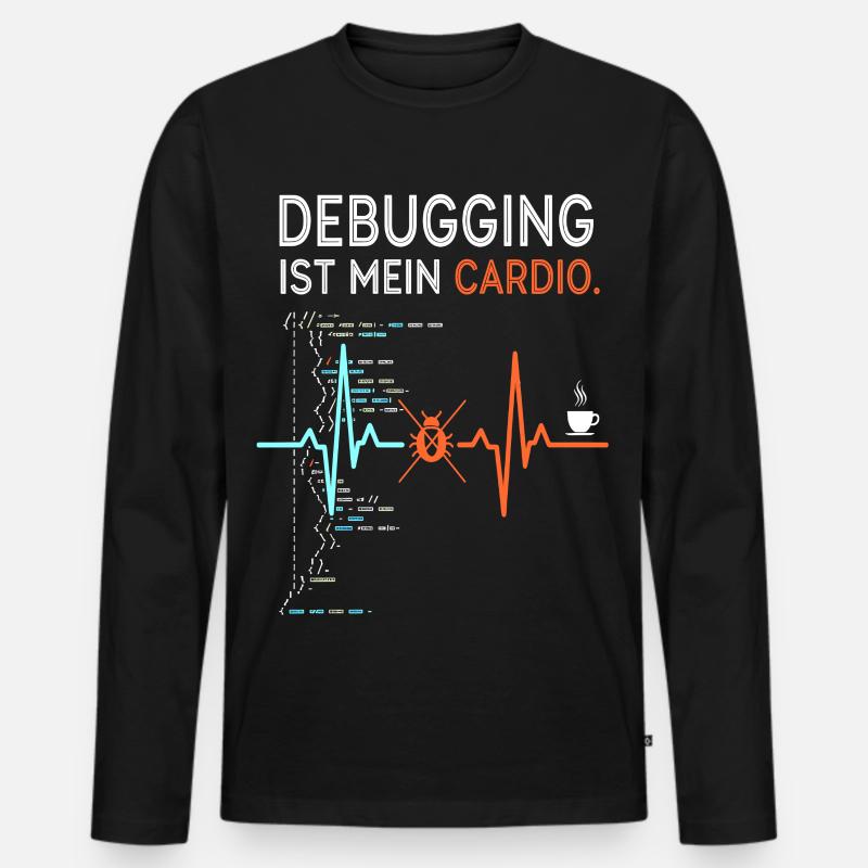 Debugging ist mein Cardio - Computer Nerd - Männer Premium Bio Langarmshirt - Schwarz