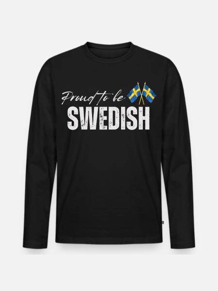 Proud Swede, I love Sweden - Men's Premium Organic Long Sleeve Shirt - black