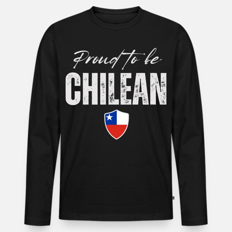 Stolzer Chilene, ich liebe Chile - Männer Premium Bio Langarmshirt - Schwarz