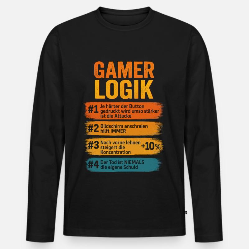 Gamer Logik Computer PC Controller Zocker - Männer Premium Bio Langarmshirt - Schwarz