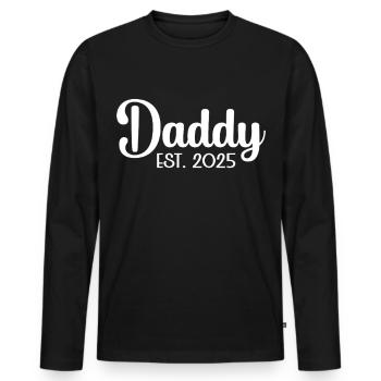 Papa est 2025 - T-shirt manches longues Premium bio Homme - noir - Devant - Nico (187cm)