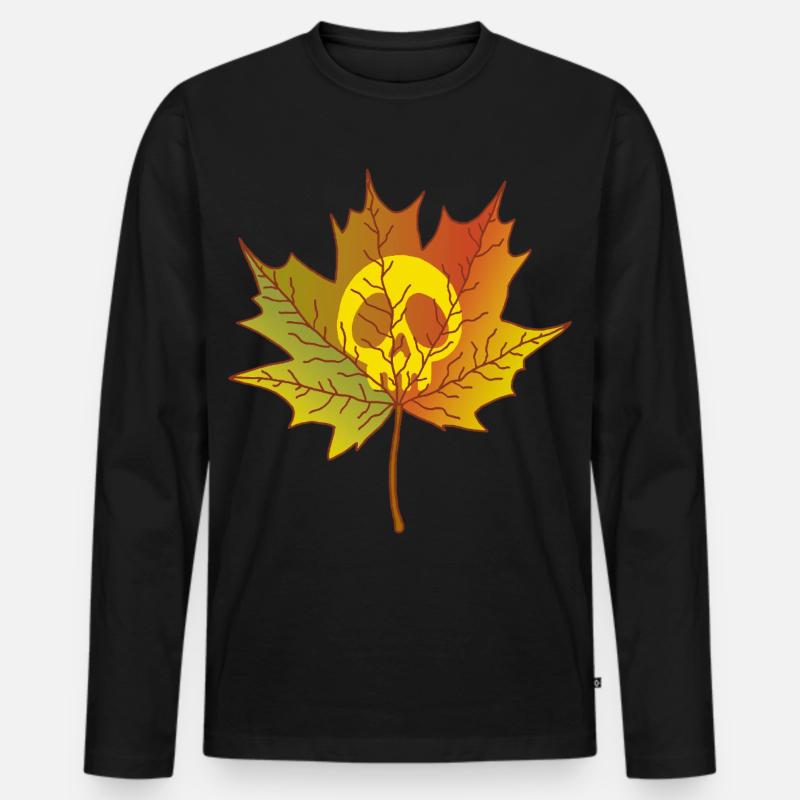 Schädel und totes Blatt - Männer Premium Bio Langarmshirt - Schwarz