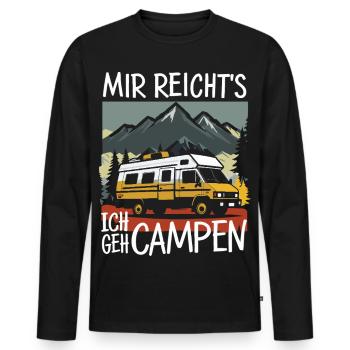 Abenteuerliches Camper-Motiv in Berglandschaft - Männer Premium Bio Langarmshirt - Schwarz - Vorne - Nico (187cm)