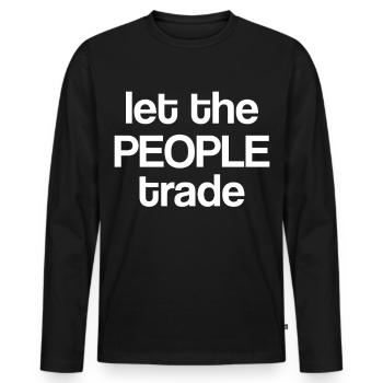 Laissez le peuple commercer - T-shirt manches longues Premium bio Homme - noir - Devant - Nico (187cm)