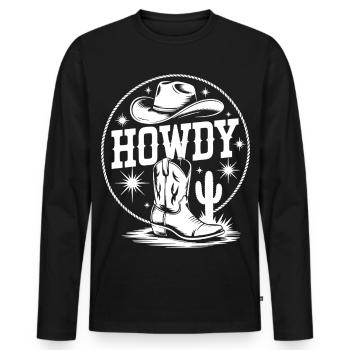 Western Cowboy Silhouette Design - Men's Premium Organic Long Sleeve Shirt - black - Front - Nico (187cm)