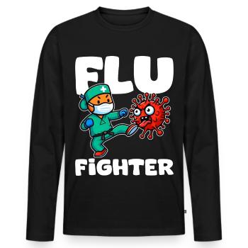 COMBATTANT DE LA GRIPPE - CADEAU INFIRMIÈRE - T-shirt manches longues Premium bio Homme - noir - Devant - Nico (187cm)