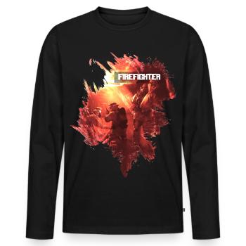 Firefighter - Männer Premium Bio Langarmshirt - Schwarz - Vorne - Nico (187cm)
